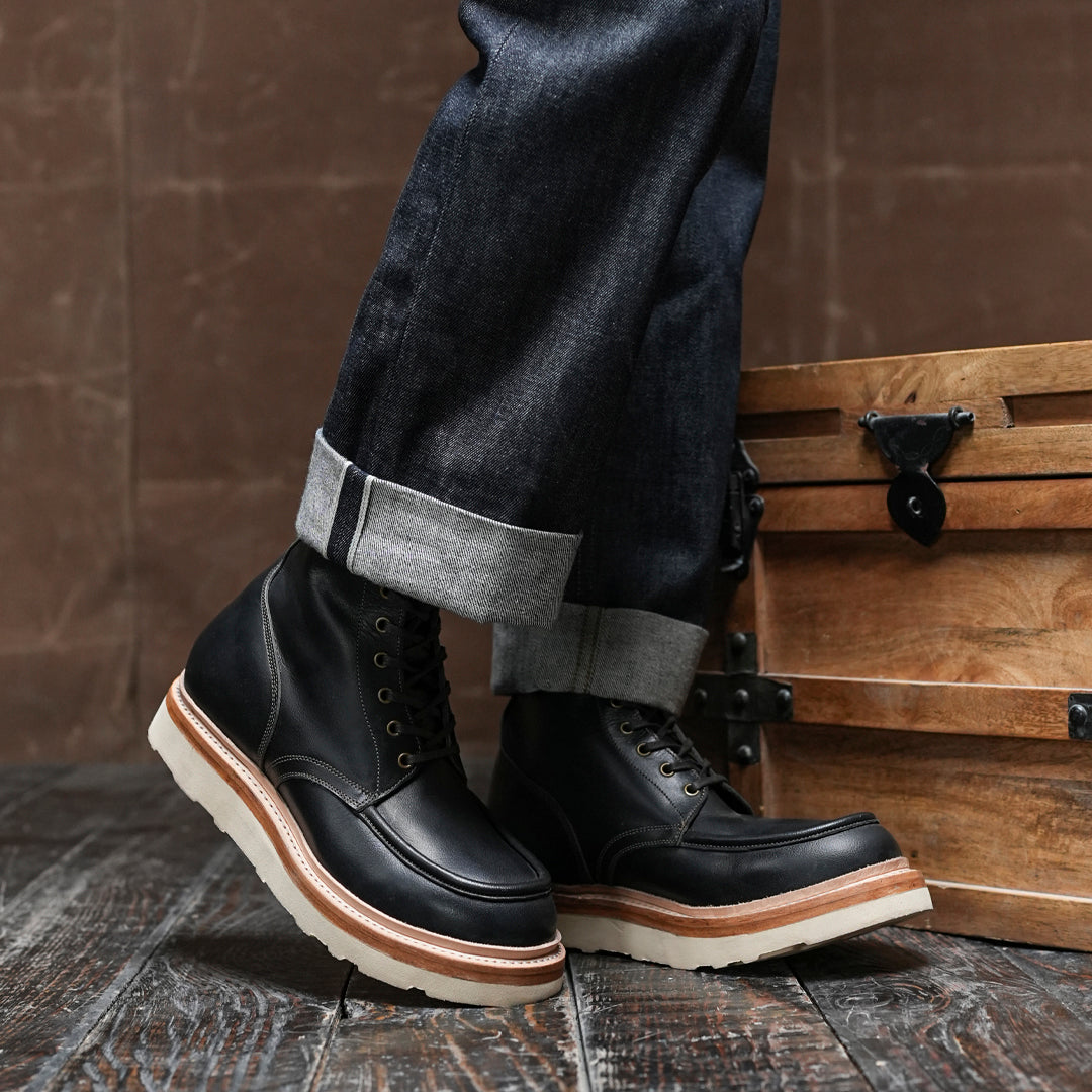 Moc-Toe 2.0 Leather Boots 6" (Raven Black) Goodyear Welted