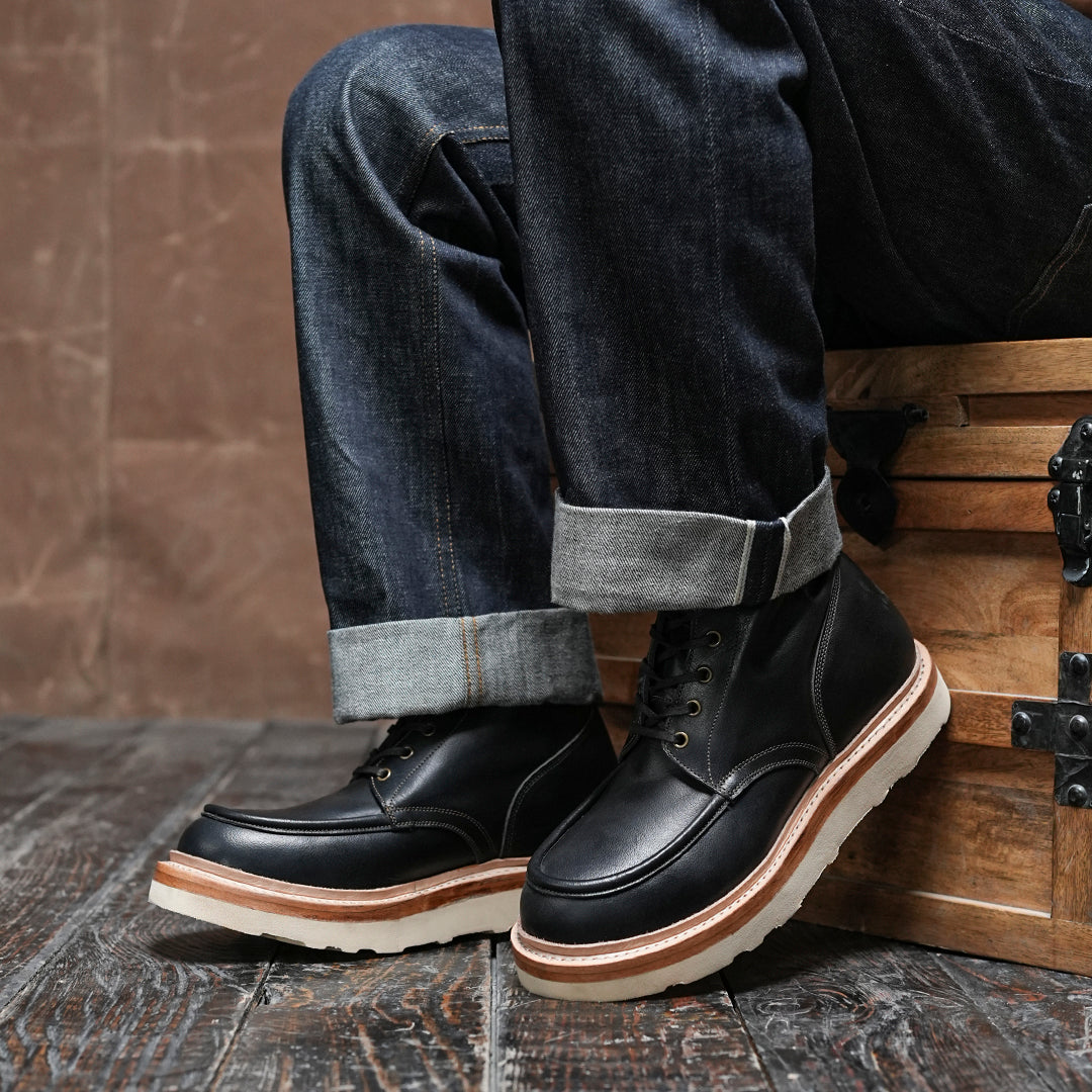 Moc-Toe 2.0 Leather Boots 6" (Raven Black) Goodyear Welted