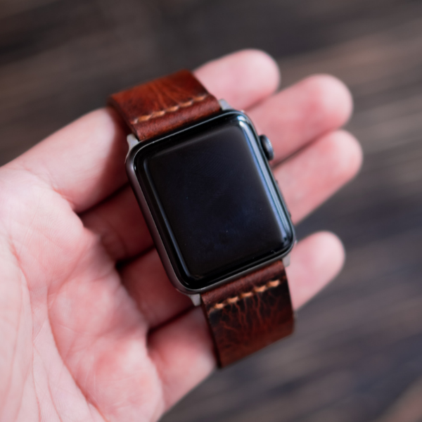 Minimal Apple Watch Leather Strap (Saddle Tan)