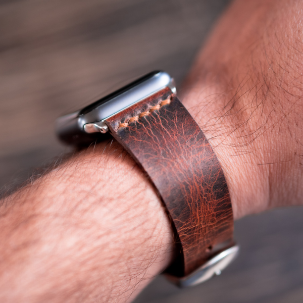 Minimal Apple Watch Leather Strap (Saddle Tan)