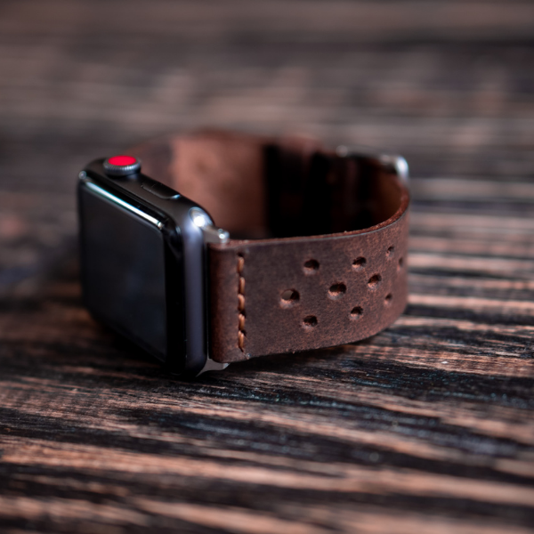 Bracelet en cuir artisanal Apple Watch (marron vintage)