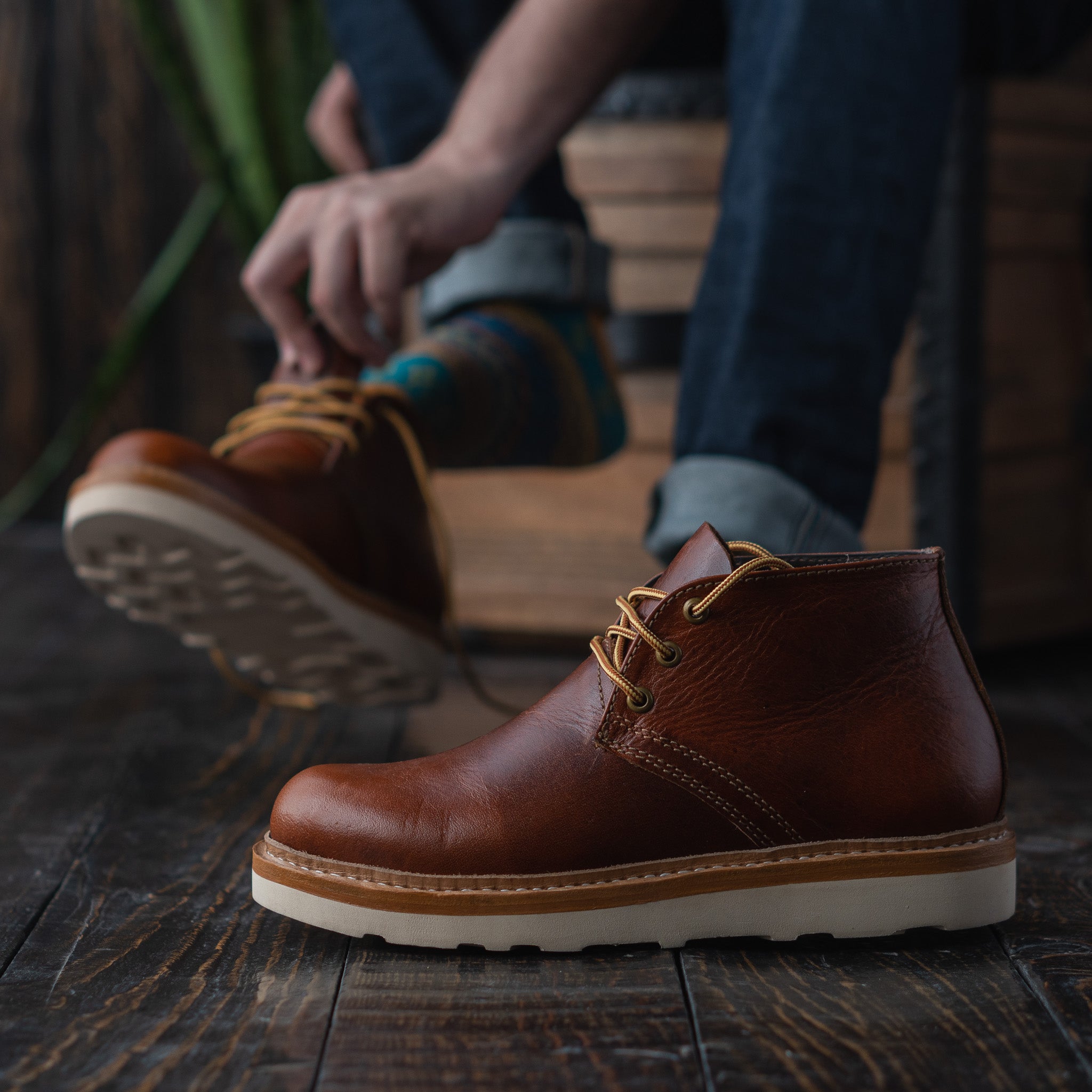 Mens brown leather store desert boots