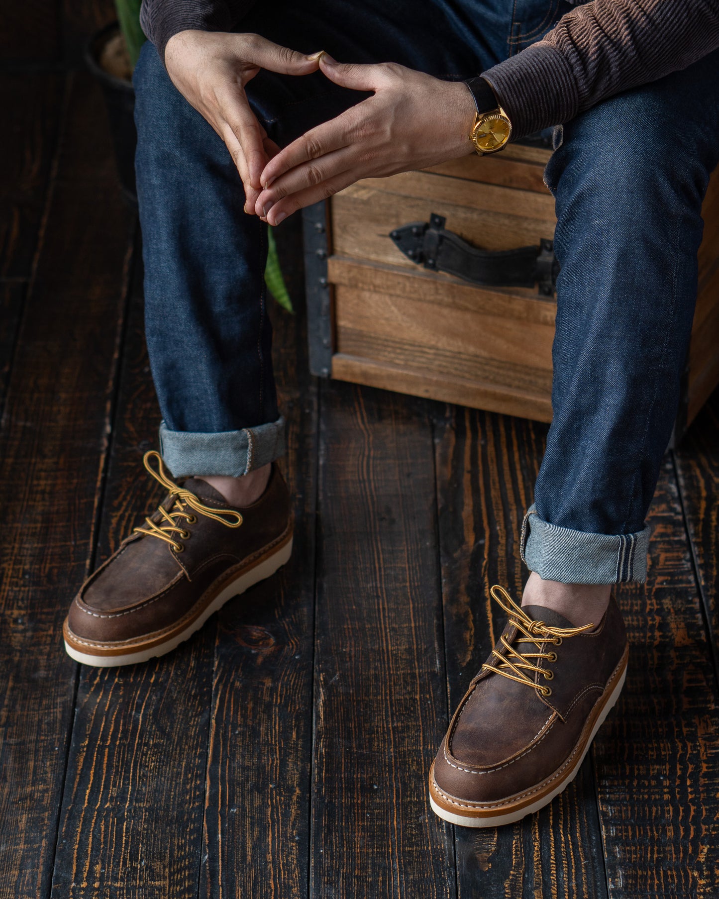 Moc-Toe-Schuhe (Vintage Braun) Rahmengenäht von Goodyear