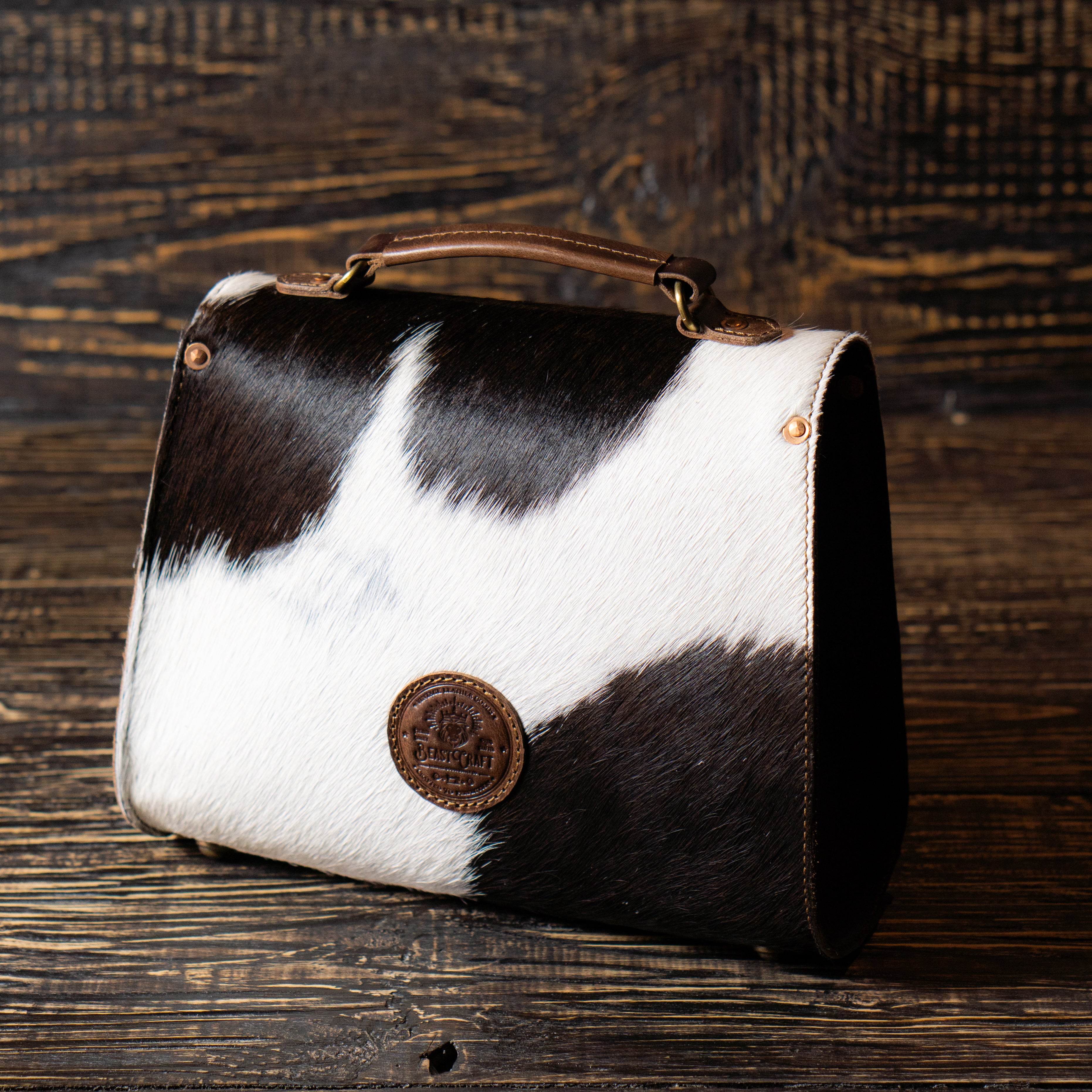 Cowhide Crossbody Purse Handbag Wallet Clutch Brown Cow Hide Leather 2  sided Fur | eBay