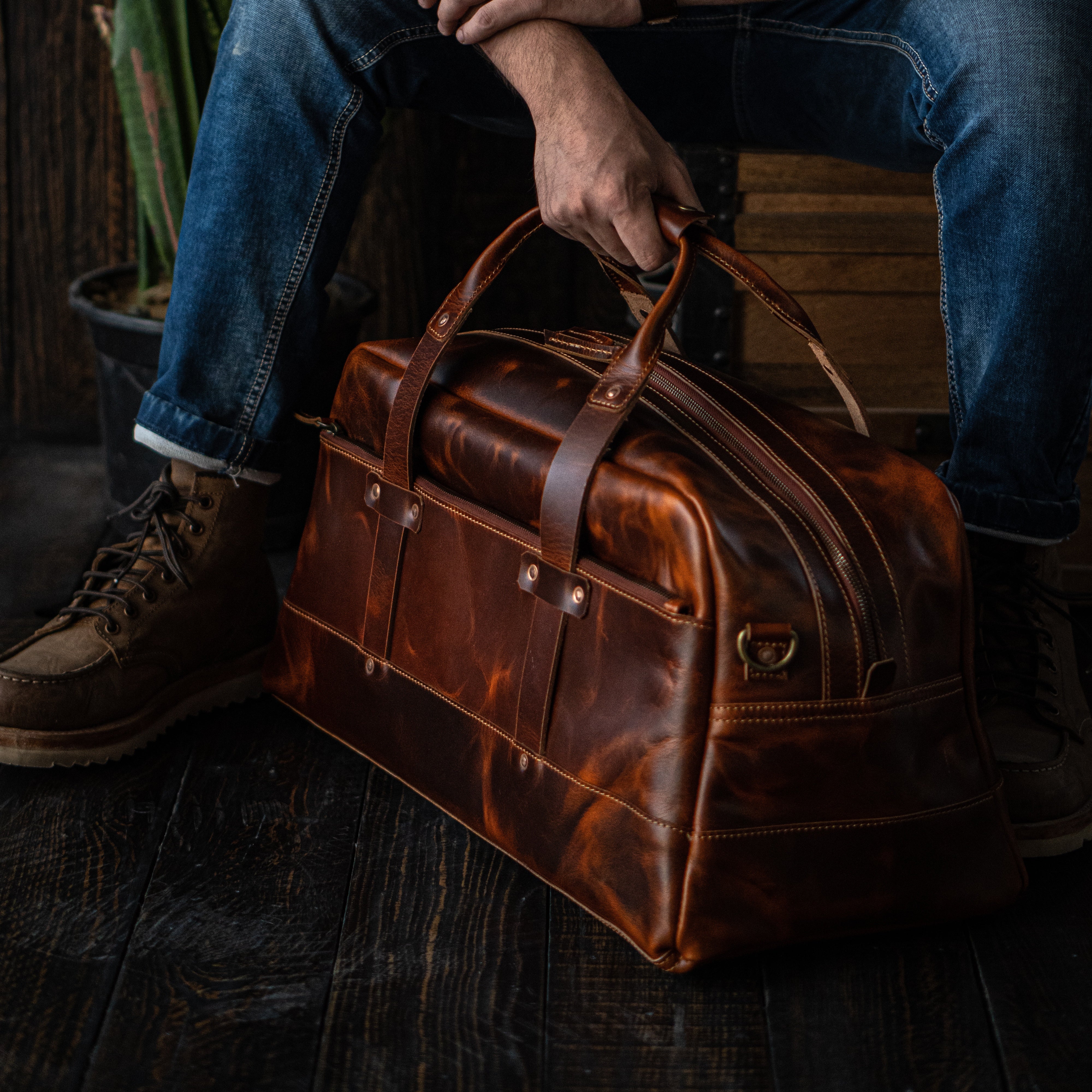 Peterson Vintage Brown Flap Leather Duffle Bag | Travel Bag | MaheTri