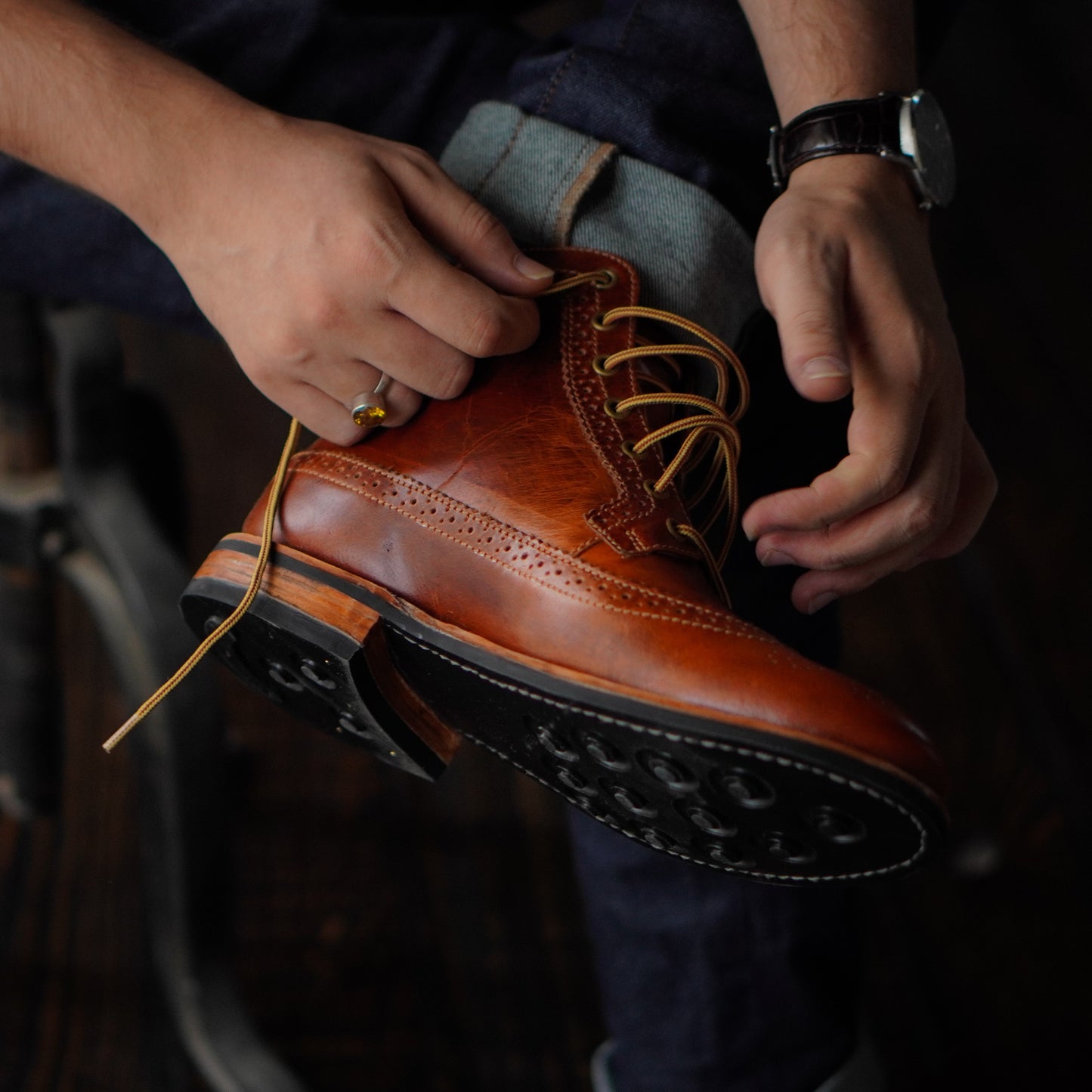 Long Wing Brogue (Saddle Tan) Goodyear Welted