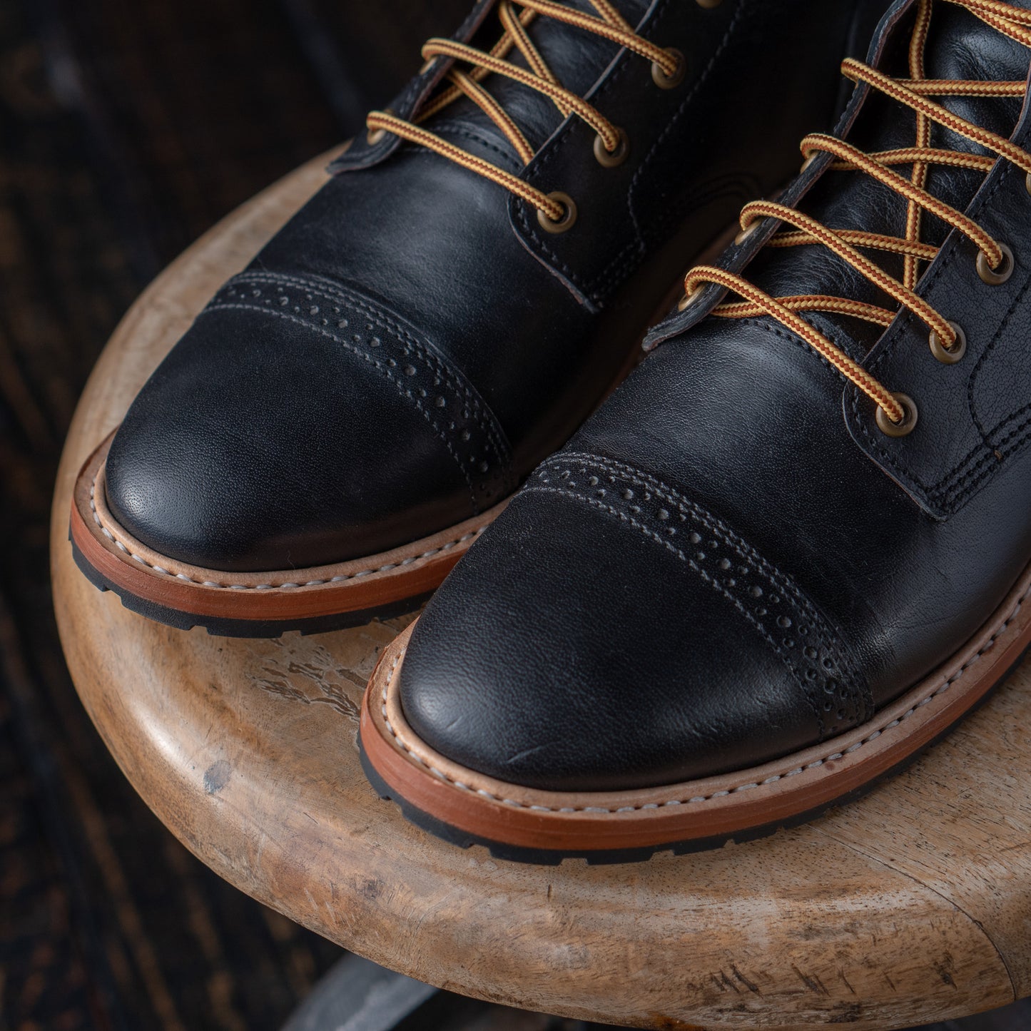 Legacy Toe Cap Boot (Raven Black) Goodyear Welted